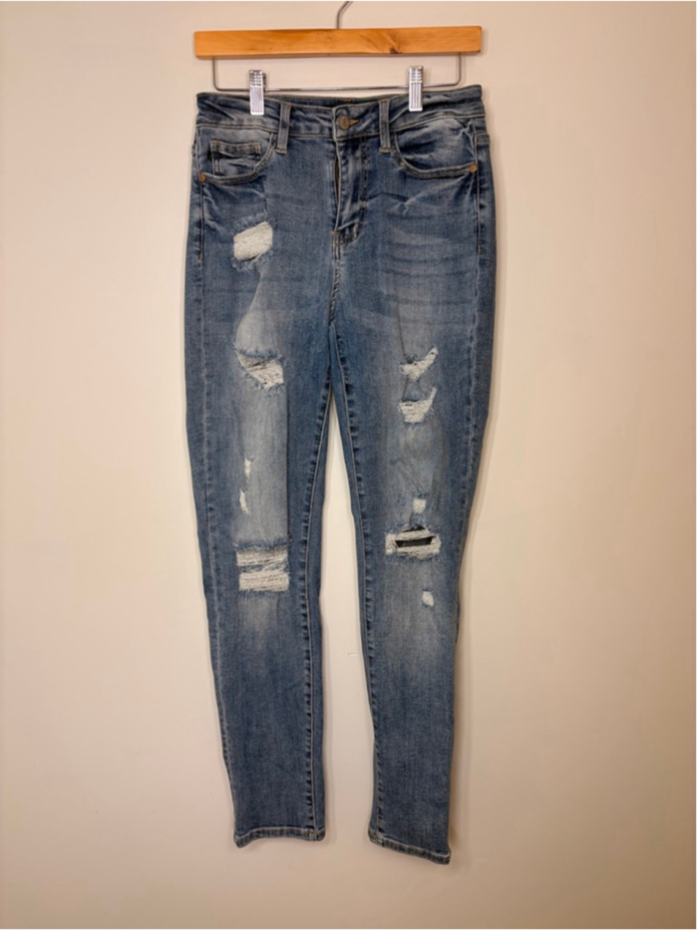 Judy Blue Jeans Womens 5 High Rise Skinny Distressed Stretch Coastal Cowgirl Y2K